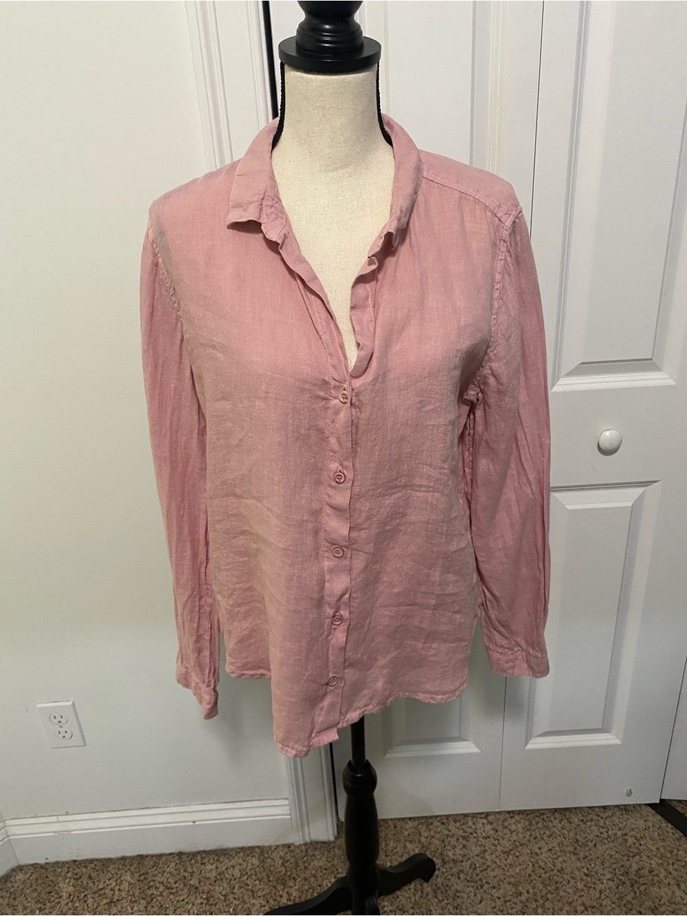 Anthropologie cloth & stone Dusty Pink Linen Long-Sleeve Button-Down Shirt